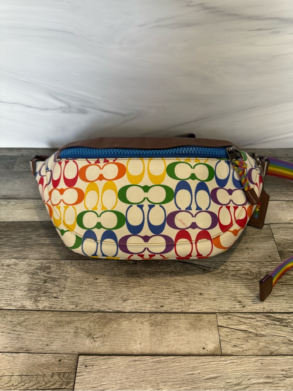 Coach Multicolor Pride on White Canvas Crossbody, Belt Bag. RARE.